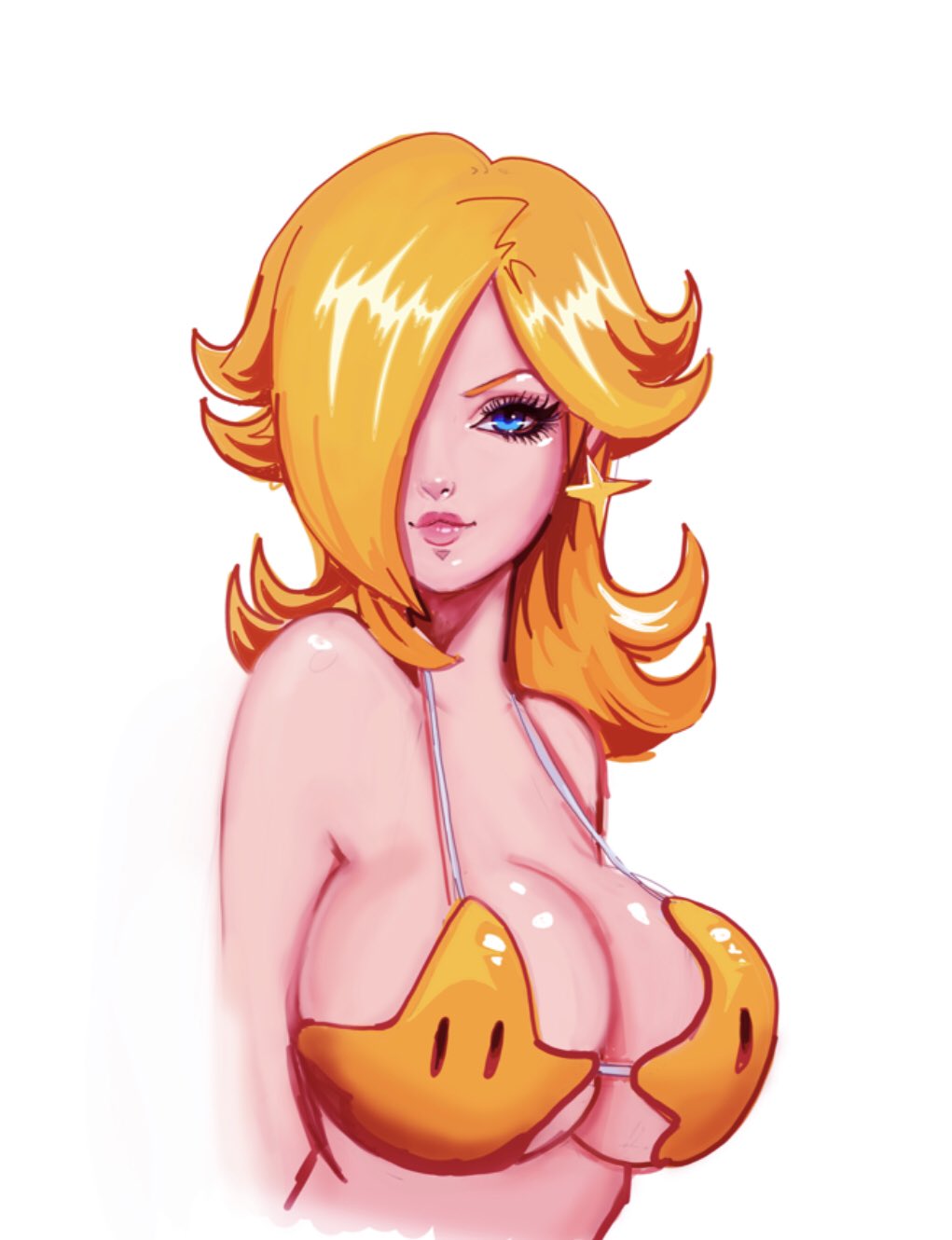 big_breasts bikini breasts cleavage female female_only large_breasts looking_at_viewer luma_bikini mario_(series) nintendo princess_rosalina solo super_mario_galaxy theartofmathew