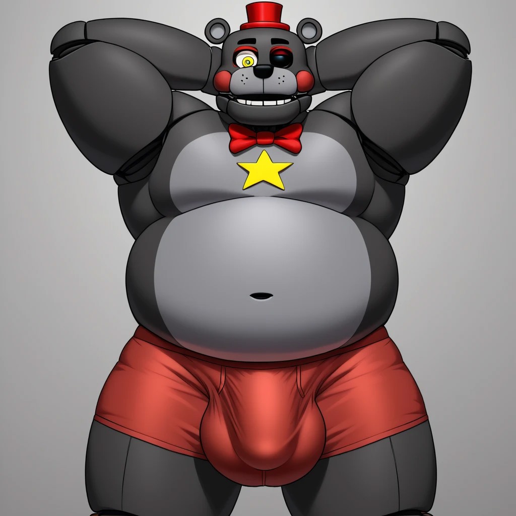 ai_generated animatronic anthro boxers boxers_(clothing) bulge chubby five_nights_at_freddy's freddy_fazbear's_pizzeria_simulator furry furry_only lefty_(fnaf) male male_only