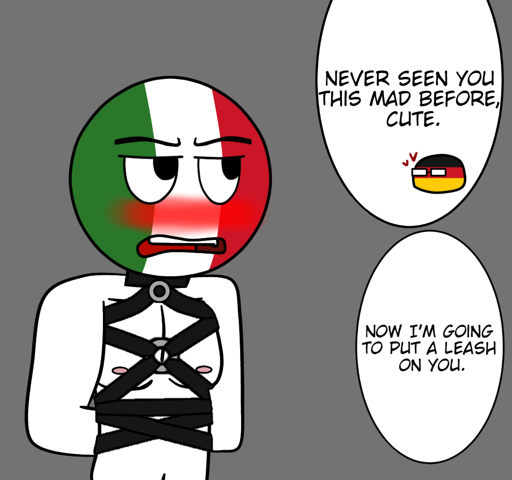 bondage bondage_harness collar countryhumans gay germany_(countryhumans) glasses italy_(countryhumans) tsundere