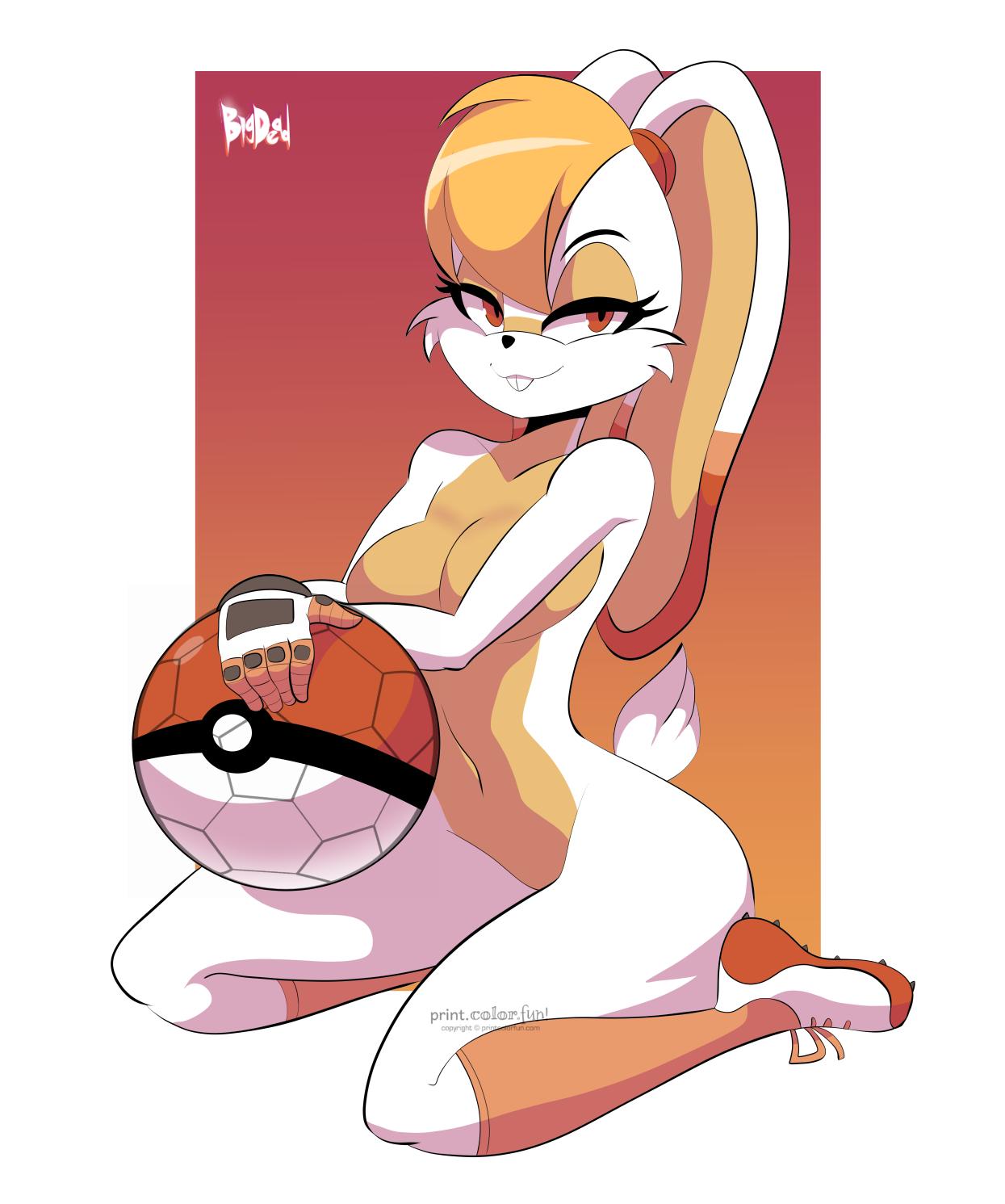 1girls, animal ears, anthro, anthrofied, balls, basketball, bigdeadalive, breasts, bunny ears, crossover, female, female only, fur, furry, gloves, half-closed eyes, lagomorph, lola bunny, long ears, looney tunes, naked footwear, nintendo, nude, poke ball, pokemon, pokemon ss, scorbunny, shoes, shorts, solo, text, video games, warner brothers, watermark, white fur, wide hips