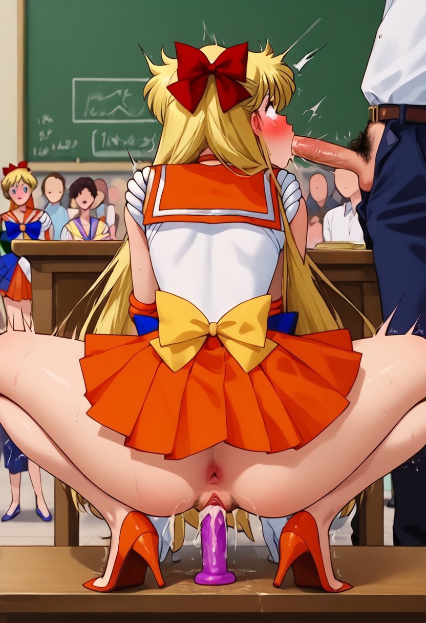 1female 1girls ai_generated animal_genitalia bishoujo_senshi_sailor_moon blackmail blonde_pubic_hair blowjob blush bow clothed_masturbation clothing dildo dripping_pussy excited female forced forced_exposure gigantic_penis girl gloves hairy_pussy handjob hesitant learning long_hair magical_girl masturbation minako_aino on_camera open_vagina oral_sex penis penis_out phone_screen pubic_hair riding_dildo sailor_collar sailor_venus school_uniform schoolgirl schoolgirl_uniform skirt skirt_lift small_breasts surprise surprised_expression surrounded surrounded_by_men uncensored