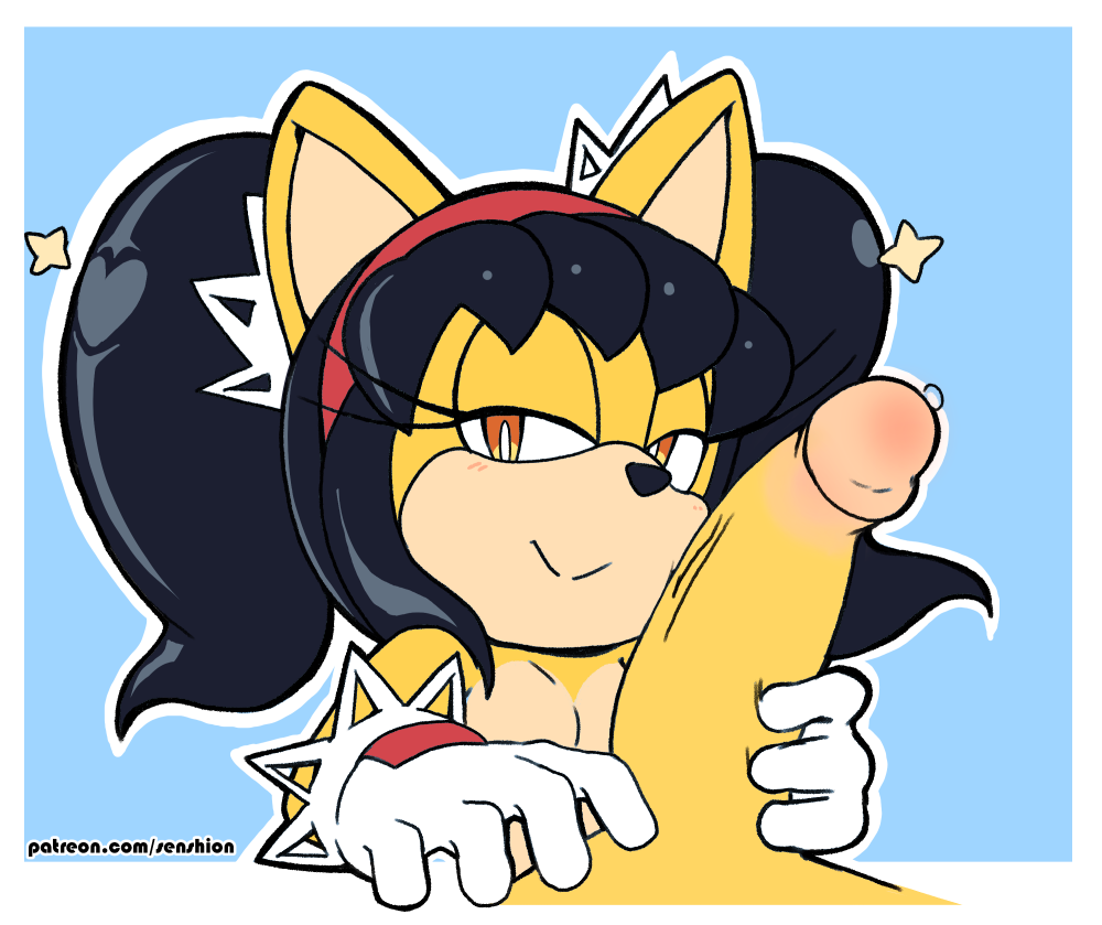 anthro, black hair, canine, duo, faceless male, feline, female, fox, gloves, hair, handjob, honey the cat, interspecies, male, male pov, mammal, penis, penis grab, pov, precum, sega, senshion, sonic (series), sonic the fighters, sonic the hedgehog (series), straight, tails, tails the fox, video games, yellow fur, yellow penis