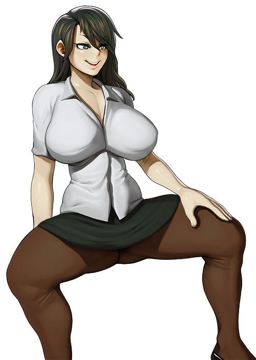 1girls big_breasts black_hair blue_eyes clothed female female_focus female_only jessica_(parasite_infection) large_breasts lowres modeseven office office_lady parasite_infection shirt skirt smile spread_legs stockings transparent_background