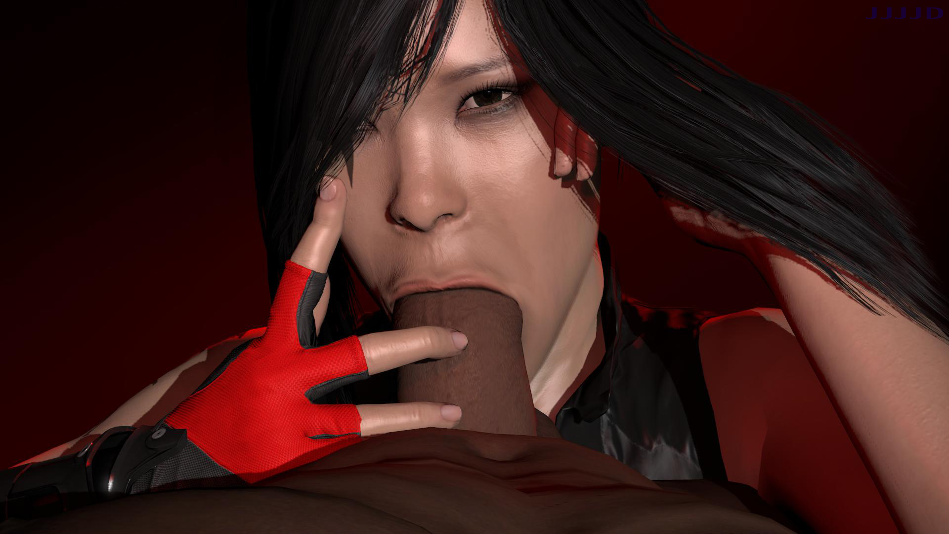 1boy, 1girls, 3d, 5 fingers, abs, artist name, balls, bare shoulders, big penis, black hair, brown eyes, brown skin, clothed female, clothed female nude male, completely naked, completely nude, dark hair, dark skin, dark-skinned male, elbow gloves, english, english text, eyelashes, facial tattoo, facing viewer, faith connors, faith connors (mirror's edge catalyst), fellatio, female, fingerless gloves, gloves, hair over one eye, huge cock, huge penis, human, human only, interracial, jjjjd, large penis, light skin, light-skinned female, long hair, looking at viewer, male, male pov, mirror's edge, mirror's edge catalyst, naked, nude, nude male, nudity, oral, oral sex, penis, plain background, pov, sex, sleeveless, source filmmaker, straight, tattoo, testicles, text, thick penis, uncensored, vest
