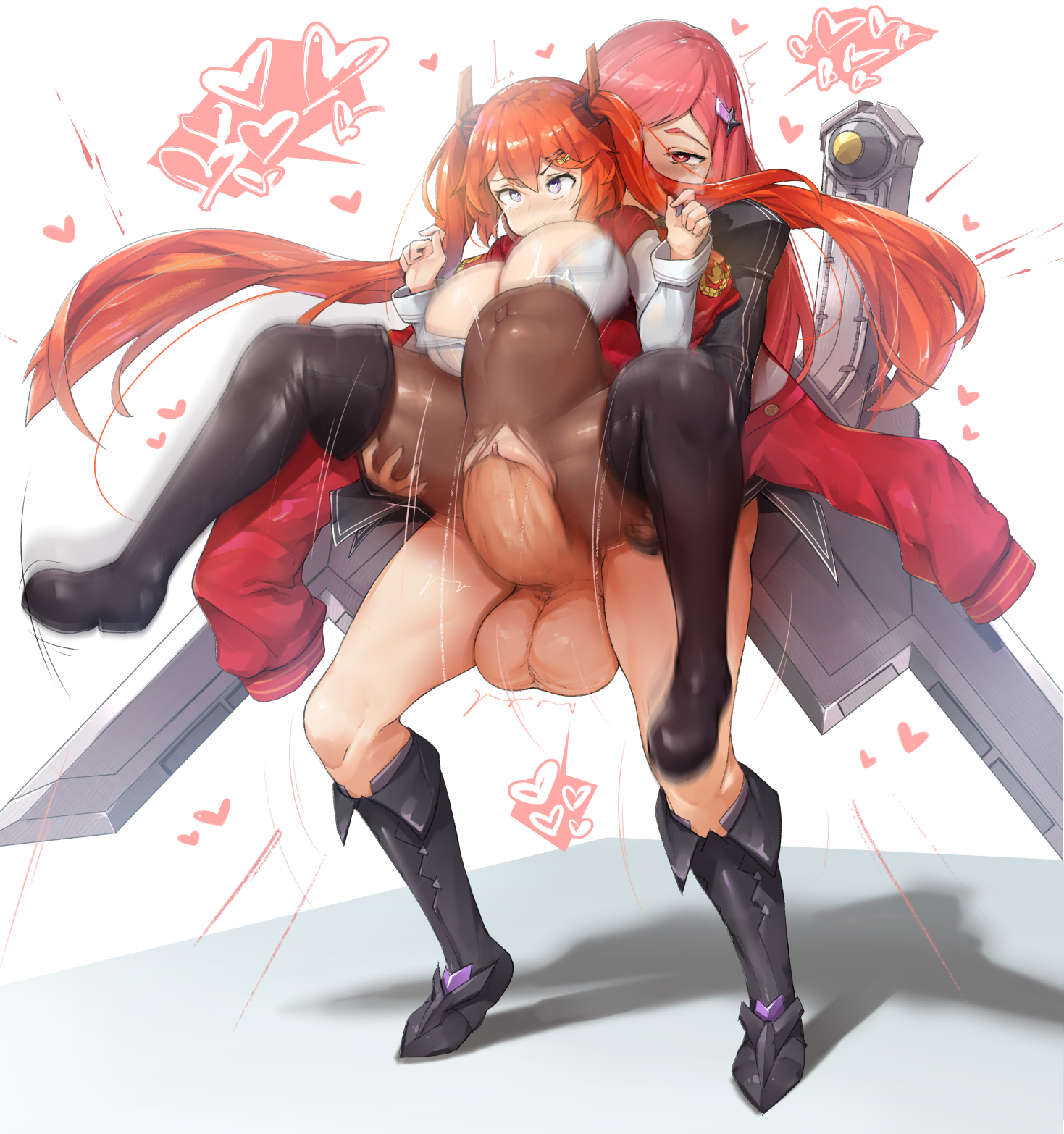1futa, ahe gao, b-11 night angel, balls, blush, breasts, carrying, female, fucked silly, futa on female, futanari, heart, huge balls, huge belly, huge breasts, huge cock, inflation, intersex, last origin, may of doom, orange hair, orgasm, penis, purple eyes, pussy, rape, red eyes, red hair, reverse stand and carry position, sex, sinensian, standing, stomach bulge, tears, thighhighs, torn clothes, twintails, uncensored, vaginal penetration