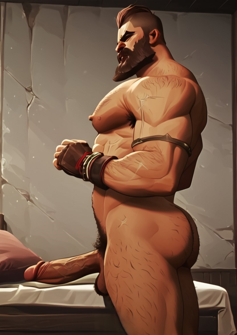 abs ai_generated arcane ass bara beard big_muscles big_penis big_thighs brown_hair chest_hair close_up erection facial_hair gay hairy hairy_armpits hairy_balls hairy_chest hairy_male hairy_penis large_ass large_penis league_of_legends low-angle_view male male/male masculine masculine_male massive_butt massive_penis massive_thighs mature_male moustache muscular muscular_male noxian_soldier penis pubic_hair rictus_(arcane) rictus_(league_of_legends) sexy_armpits side_view solo standing thick_penis thick_thighs uncensored veiny_penis visible_ass