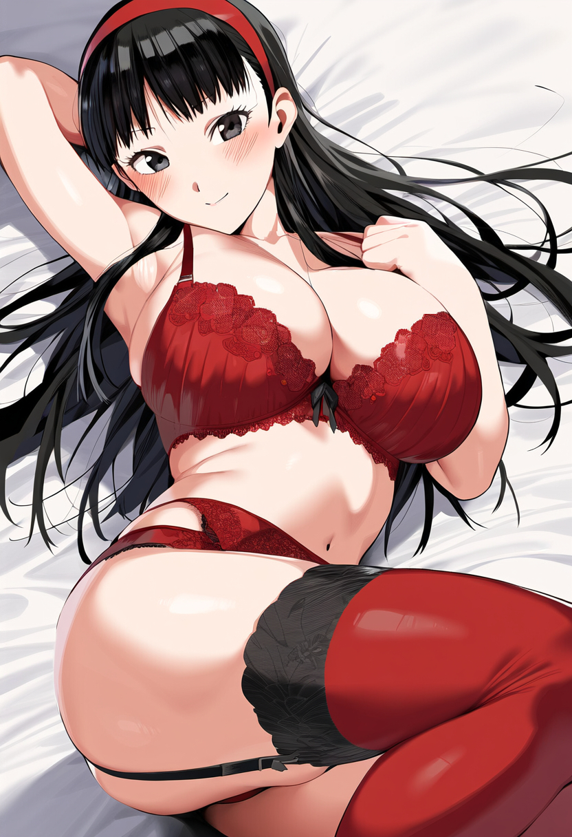 1girls ai_generated amagi_yukiko black_hair female headband light-skinned_female light_skin nai_diffusion persona persona_4 stable_diffusion tagme