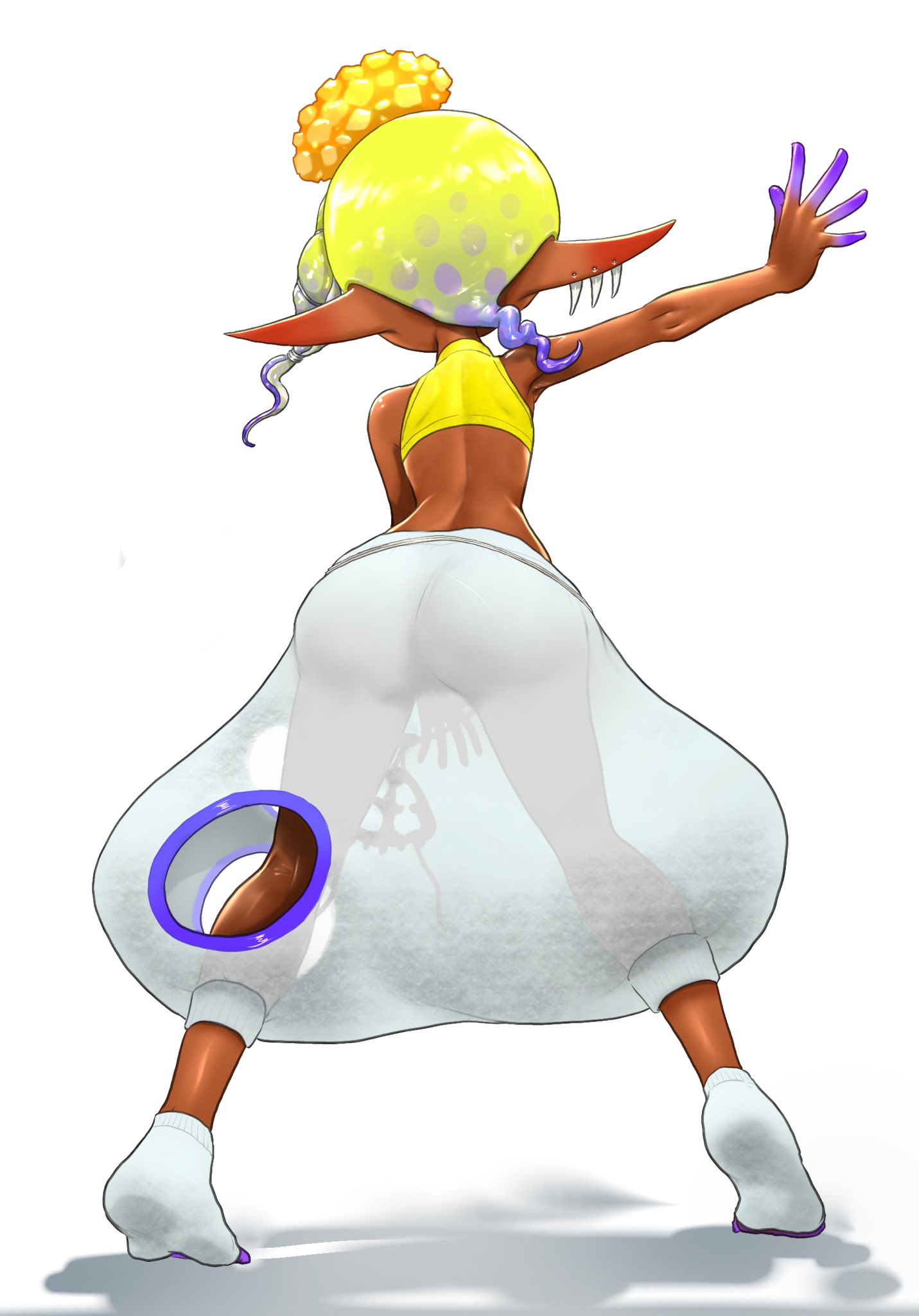 ass, female, frye (splatoon), frye onaga, fully clothed, inkling, inkling girl, koharuno2, see-through, see-through clothing, splatoon, splatoon (series), splatoon 3, tagme, tentacle hair
