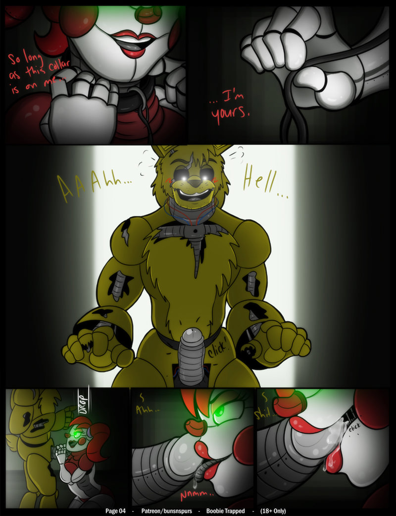 1boy, 1girls, baby (fnafsl), buns-n-spurs, circus baby, circus baby (fnaf), female, five nights at freddy's, green eyes, male, male/female, penis, robot penis, sister location, springtrap, springtrap (fnaf), straight, tagme