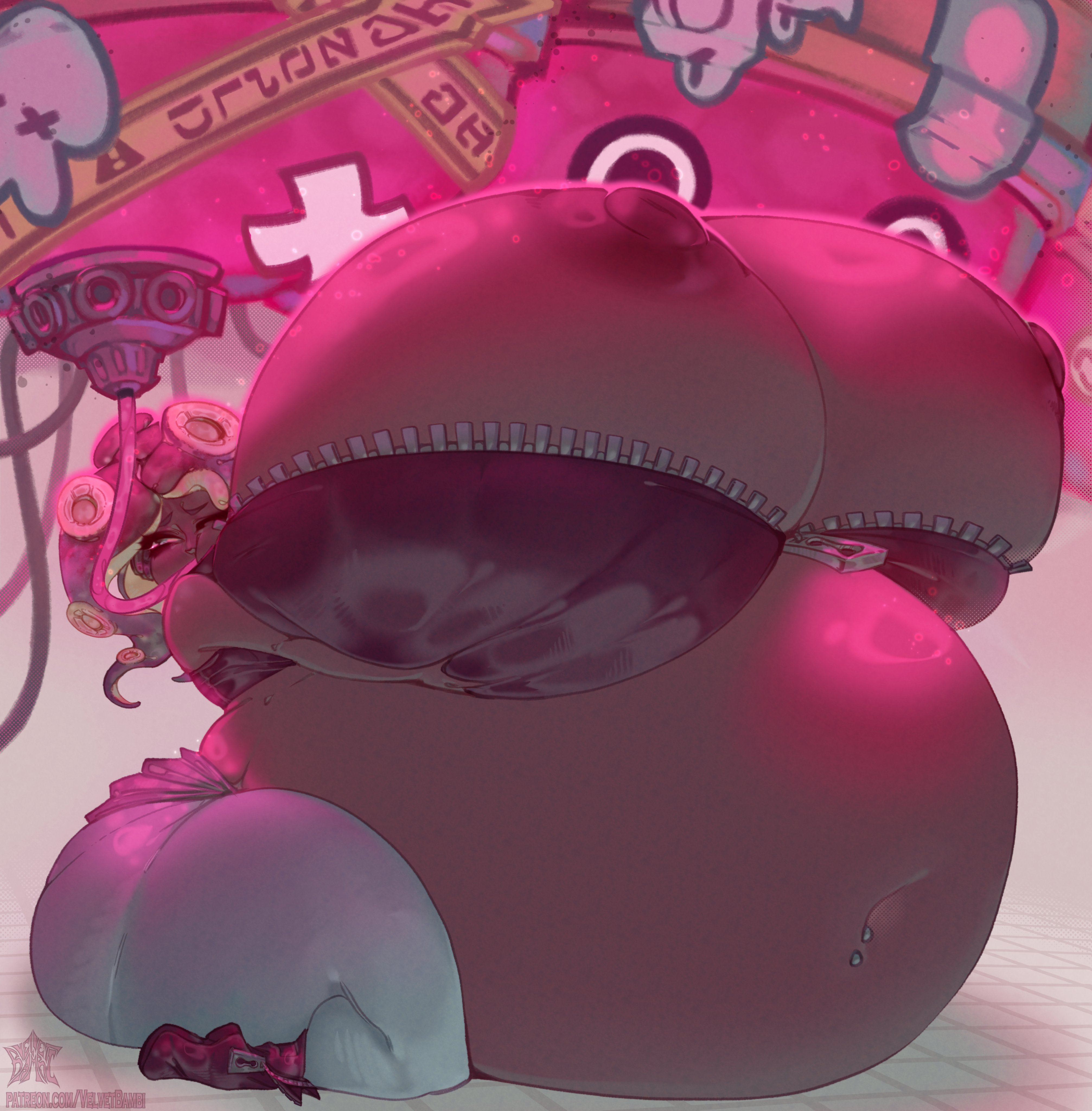 1girls, areolae, belly, belly button, belly expansion, belly inflation, breast expansion, breasts, enormous belly, enormous breasts, expansion, female, huge belly, hyper, hyper breasts, inflation, marina (splatoon), nipples, splatoon, splatoon (series), splatoon 2, velvet bambi