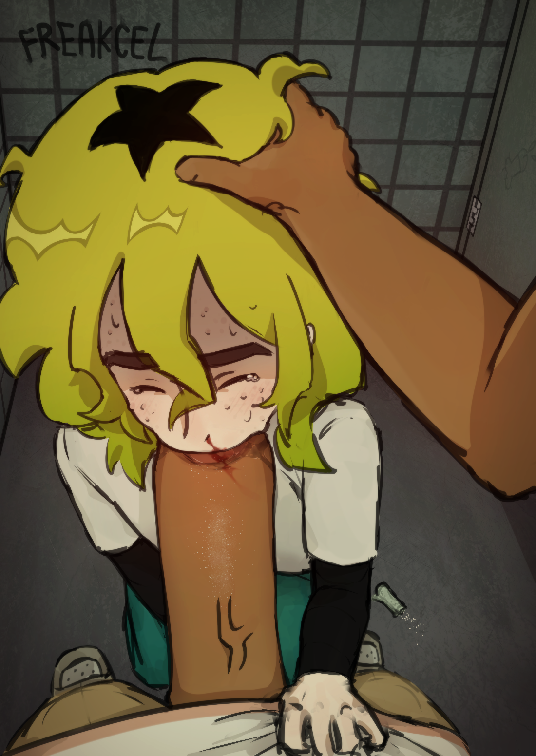 2boys, acne, angelo dalton, big penis, blowjob, closed eyes, clothed, cocaine, cocaine on nose, cocaine on penis, cock, dick, digital media (artwork), drugs, freakcel, fried (ttwonkies), gay, genitals, green hair, hand on another's head, hand on head, hand on head blowjob, male, mostly clothed, nosebleed, penis, pov, saliva, saliva on penis, satire, self upload, t-bone george flores, tears, veiny penis