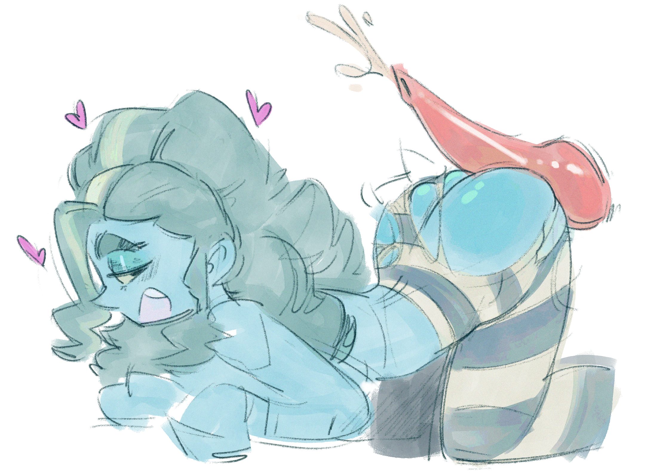 animal penis, anthro on human, blue body, blue hair, cadmio, fanart, female, frankelda, frankelda's book of spooks, ghost, ghost girl, human on anthro, male, mexican, mexican female, penis, skuunk02, soy frankelda