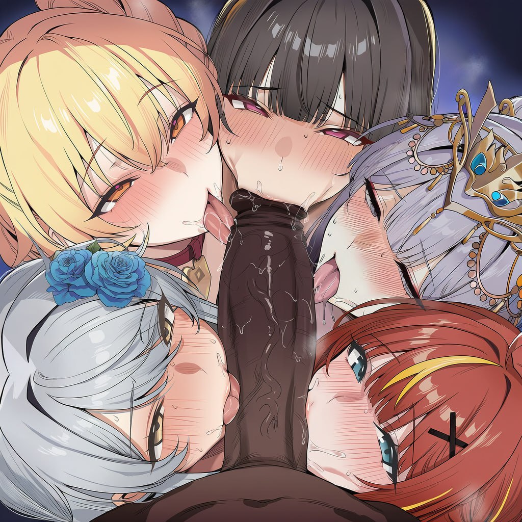 1boy, 5girls, ai generated, big penis, blush, cheating, cheating wife, cuckold, cuckolding, dark skin, dark-skinned male, defeated, female, harem, harem girl, interracial, licking penis, light skin, light-skinned female, looking at viewer, male, male/female, netorare, ntr, oral, oral sex, pov, saliva, saliva on penis, sucking penis, tongue, tongue out, worship, worshipping cock
