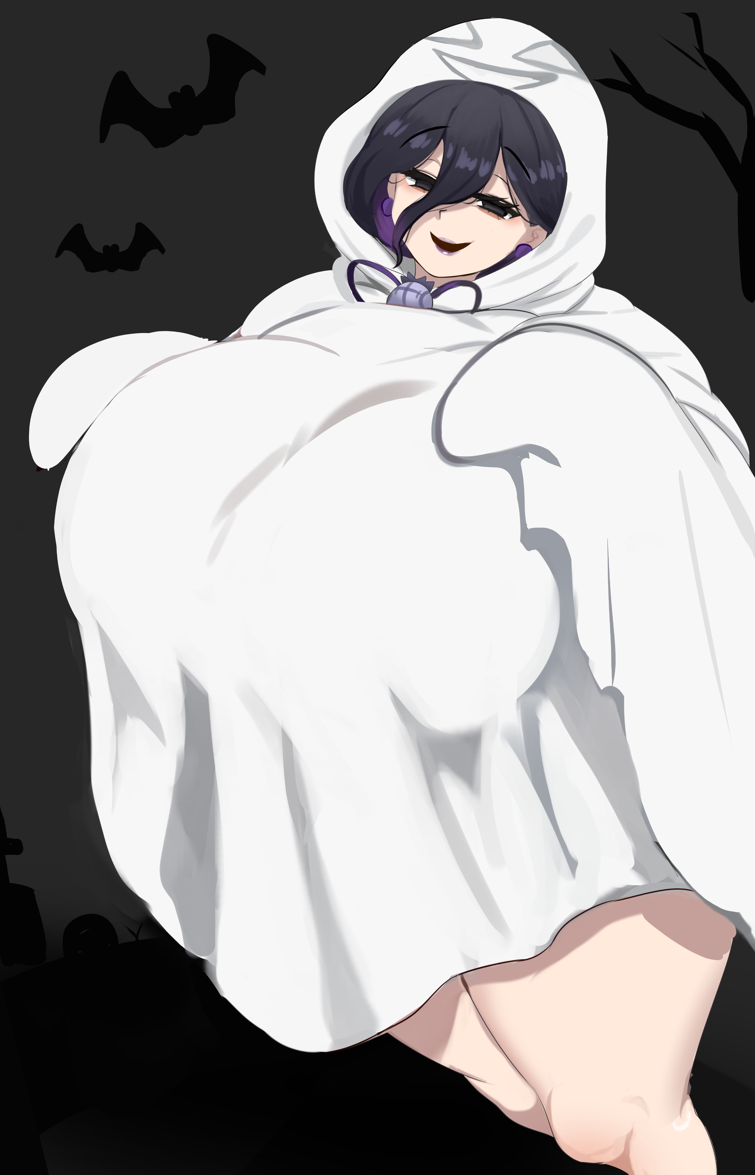 1girls, 2025, 2d, 2d (artwork), 2d artwork, absurd res, absurdres, areola, areolae, bangs, bbw, big breasts, big thighs, black eyes, black hair, breasts, breasts bigger than head, chubby, chubby female, curvaceous, curvaceous female, curvaceous figure, curves, curvy, curvy body, curvy female, curvy figure, curvy hips, curvy thighs, ear piercing, earrings, fat, fat female, female, female only, game freak, ghost, gigantic breasts, hair between eyes, halloween, halloween costume, halloween theme, heart, heart symbol, hearts around head, hex maniac, hex maniac (pokemon legends: z-a), hi res, highres, huge breasts, huge thighs, jinzai 5, large breasts, large thighs, light skin, light-skinned female, lipstick, mature, mature female, mature woman, midriff, milf, nintendo, nipples, occult maniac, occult maniac (pokemon legends: z-a), occult maniac (pokemon), occult maniac (z-a), older female, overweight, overweight female, pale skin, pale-skinned female, parted bangs, plump, pokemon, pokemon legends: z-a, pubes, pubic hair, purple lipstick, pussy, shiny, shiny skin, smooth skin, solo, solo female, steam, steaming body, sweat, sweatdrop, sweating, sweaty, sweaty body, sweaty breasts, thick, thick hips, thick legs, thick thighs, thighs, voluptuous, voluptuous female, wet, wet pussy, wide hips