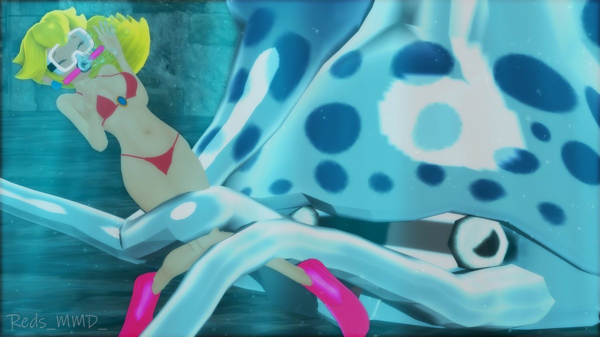 air_bubbles blooper breasts drowning female gooper_blooper mario_(series) princess_peach redsmmd scuba super_mario_sunshine underwater