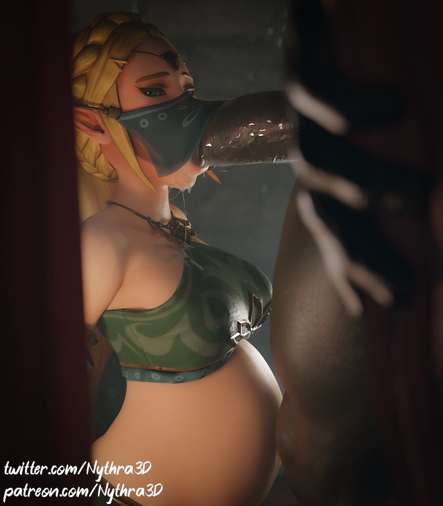 1boy 1girls 3d absurdly_large_cock black_penis blonde blonde_female blonde_hair blowjob cum cumshot dark-skinned_male ganondorf gerudo_outfit gerudo_outfit_zelda gerudo_top gerudo_veil gerudo_zelda green_skin interracial medium_breasts netorare ntr nythra3d pregnant princess_zelda size_difference the_legend_of_zelda zelda_(breath_of_the_wild)