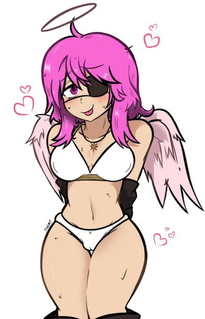 bikini bunny inkie_(inkierose) inkierose_(inkierose) kerowo marshmallow pink_eyes pink_hair prostitution pussy seabunny tagme tight_bikini tight_bodysuit tight_clothing tight_fit wings