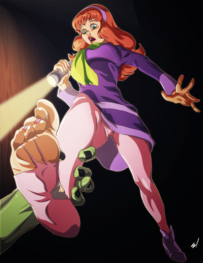 artist request, daphne blake, feet, female, female only, foot fetish, foot focus, hanna-barbera, human, scooby-doo, signature, soles, solo focus, tagme, text, toes, torn pantyhose