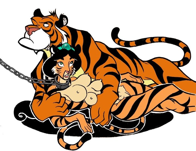 1boy 1girls aladdin anthro anthrofied areolae bondage bound breasts chains curvy disney disney_princess erect_nipples felid feline female feral fissureking large_breasts male male_with_female mammal muscular nipples nude pantherine pregnant princess_jasmine pussy rajah royalty species_transformation straight tail tiger transformation zoophilia