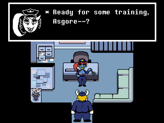 2025 4:3 anthro anthro_on_anthro asgore_dreemurr badfish big_breasts black_clothing black_eyes black_footwear black_shoes blonde_hair blue_body blue_clothing blue_scales blue_shirt blue_topwear bovid breasts caprine clothing cuff_(restraint) desk dialogue digital_media_(artwork) english_text exposed_breasts female fish footwear fur furniture goat grin hair handcuffs imminent_sex inside interspecies male male/female mammal marine metal_cuffs nipples non-mammal_breasts pink_nipples pixel_(artwork) police police_hat police_uniform red_hair restraints scales seductive shirt smile table teeth text text_box thick_thighs topwear undertale_(series) undyne uniform white_body white_fur yellow_sclera yellow_teeth