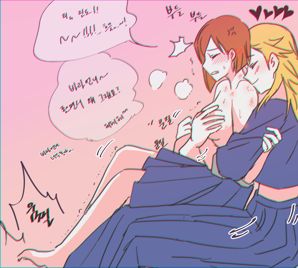 2girls, blush, breasts, brown hair, brown-haired female, chromatic aberration, completely naked, completely nude, female, female only, female/female, femdom, hand on breast, jujutsu kaisen, kugisaki nobara, naked, naked female, nude, nude female, saki rindo, tabasco hots, tagme, yuri