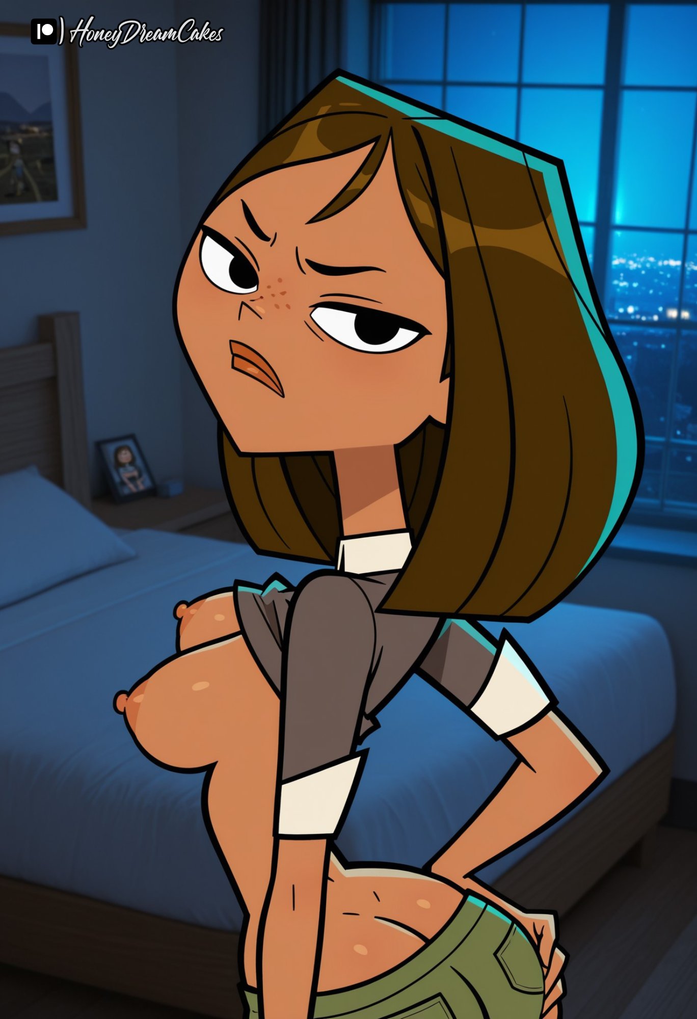ai generated, athletic, athletic female, busty, courtney (tdi), female, female focus, female only, honeydreamcakes, hourglass figure, tagme, total drama island