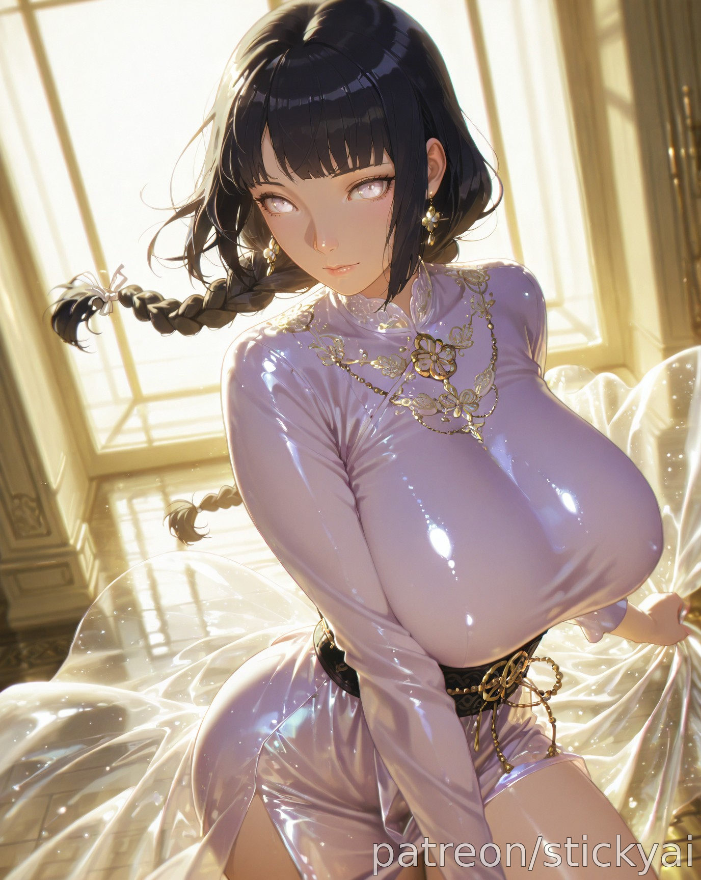 ai generated, breasts, female, female only, hyuuga hinata, naked, naruto, naruto (series), stickyai