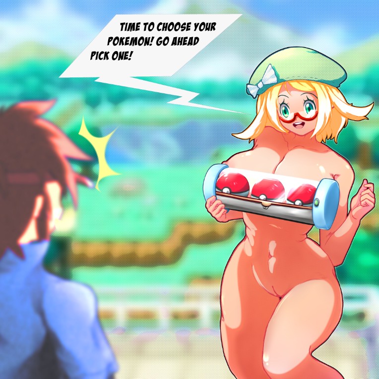 bianca_(pokemon) blonde_hair breasts brown_hair busty glasses innie_pussy nate_(pokemon) pokemon pokemon_bw2 sanikink_(artist)