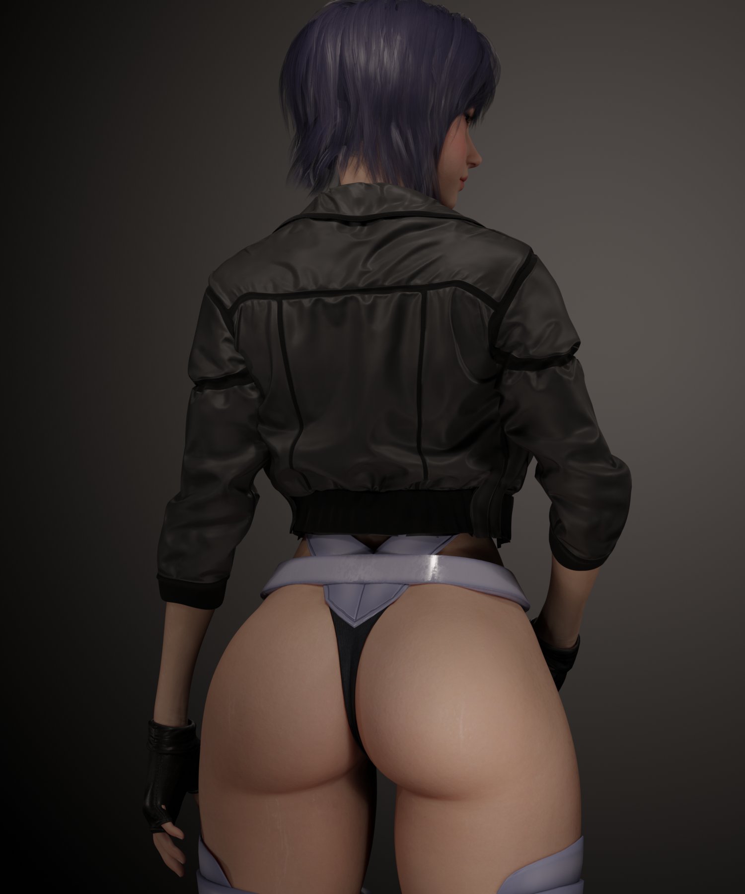 1girls, 2025, 3d, asian female, ass, back view, behind view, female, ghost in the shell, ghost in the shell stand alone complex, kusanagi motoko, soboro, solo, thong leotard
