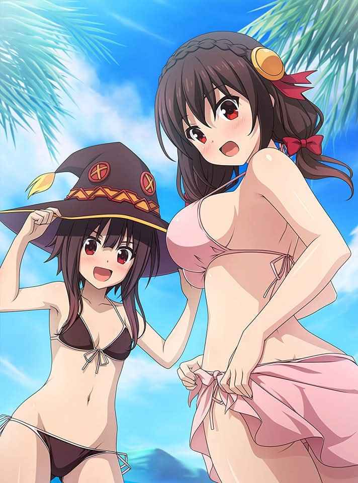 female, kono subarashii sekai ni shukufuku wo!, megumin, official art, tagme, yunyun (konosuba)