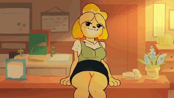 16:9 animal_crossing animated anthro bodily_fluids canid canine canis cum cum_drip domestic_dog dripping dripping_pussy female genital_fluids genitals isabelle_(animal_crossing) litti_kitti mammal nintendo office_desk office_sex pussy shih_tzu short_playtime solo spread_legs spread_pussy spreading toy_dog widescreen