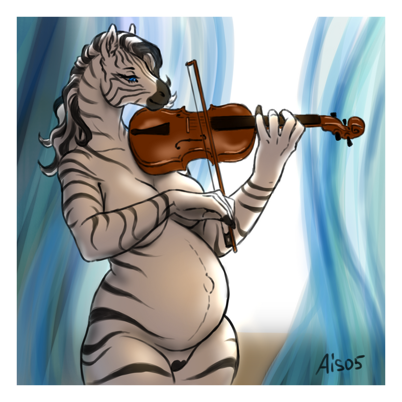 1:1 2022 ais05 anthro belly big_belly black_mouth blue_eyes bowed_string_instrument breast_squish breasts darkened_genitalia equid equine female fur genitals hair holding_object inner_ear_fluff izzabelle_frost looking_down mammal mane markings musical_instrument navel outie playing_music playing_viola playing_violin pregnant pregnant_anthro pregnant_female pussy smile solo squish standing string_instrument striped_body striped_fur striped_hair striped_markings stripes tuft viola_(musical_instrument) violin violin_bow zebra