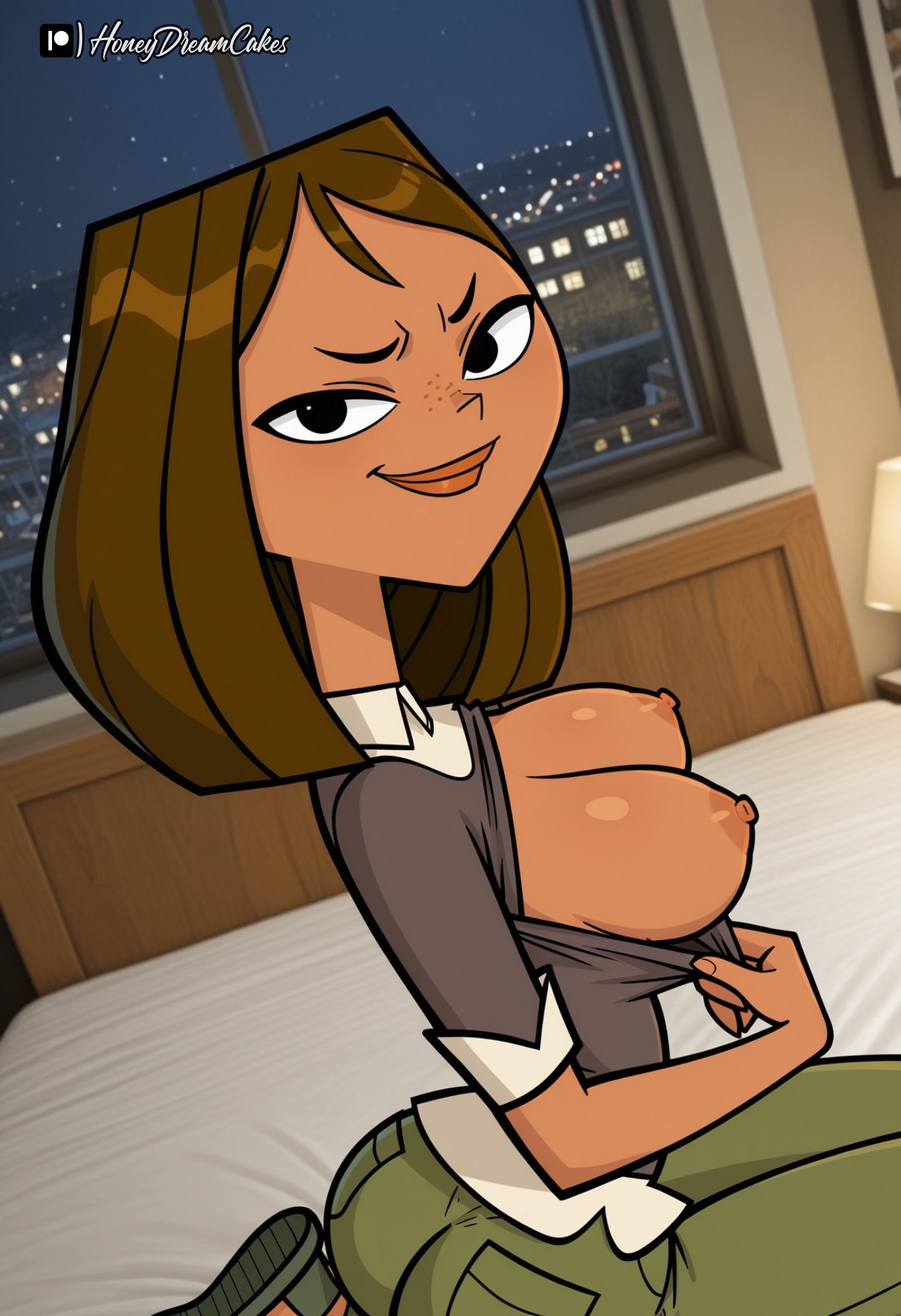 ai generated, athletic, athletic female, busty, courtney (tdi), female, female focus, female only, honeydreamcakes, hourglass figure, tagme, total drama island