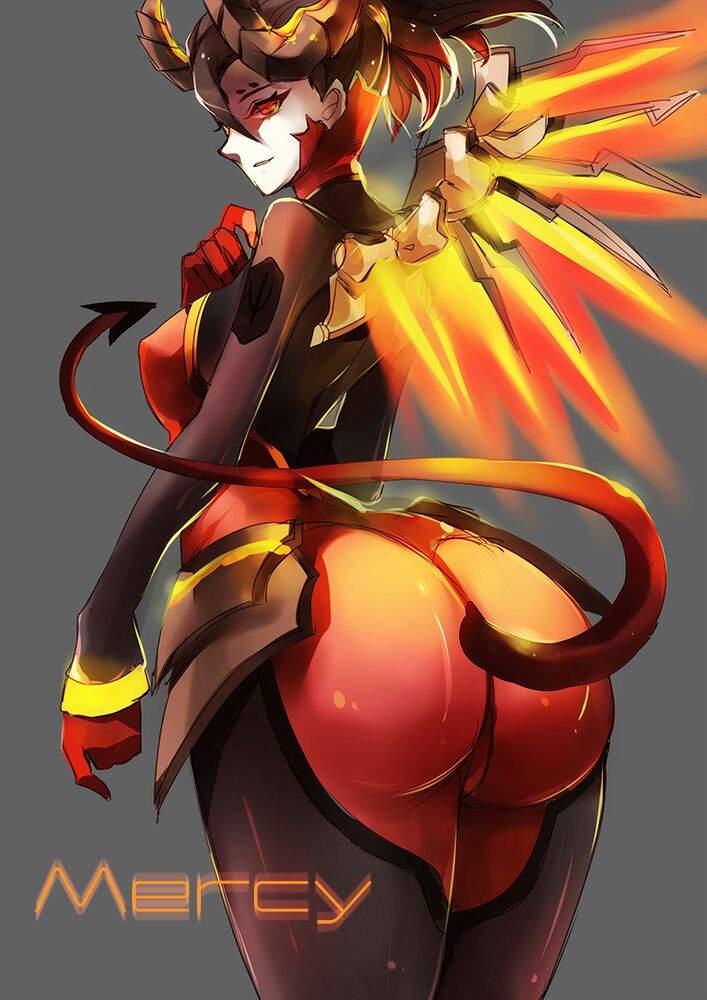 1girls, alternate costume, ass, big ass, big breasts, blizzard entertainment, breasts, devil mercy, female, female only, huge ass, huge breasts, mercy, overwatch, solo, voluptuous
