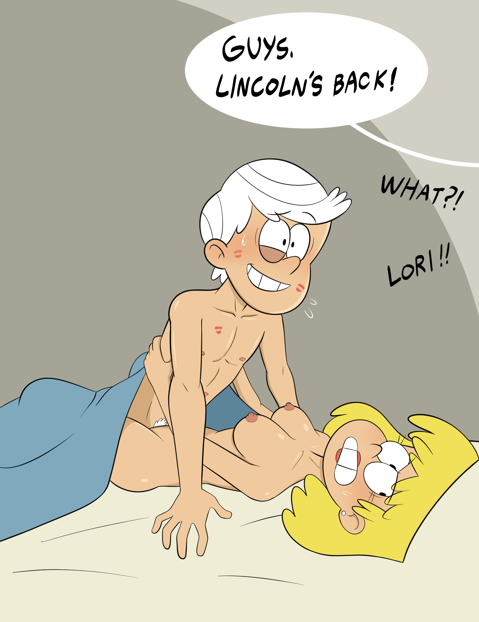 1boy, 1boy1girl, 1girls, aged up, blonde female, blonde hair, blush, breasts, brother, brother and sister, brother penetrating sister, completely naked, completely naked female, completely naked male, completely nude, completely nude female, completely nude male, duo, earrings, english text, female, female focus, incest, light skin, light-skinned female, light-skinned male, lincoln loud, lipstick, lipstick mark, lori loud, lying, lying on back, male, male focus, male penetrating, male penetrating female, male pubic hair, male/female, millim, missionary position, naked, naked female, naked male, nervous, nickelodeon, nicktoons, nipples, nude, nude female, nude male, penetration, pubic hair, sex, sibling, siblings, simple background, sister, sister penetrated, sister penetrated by brother, smile, speech bubble, straight, the loud house, white hair, yellow hair