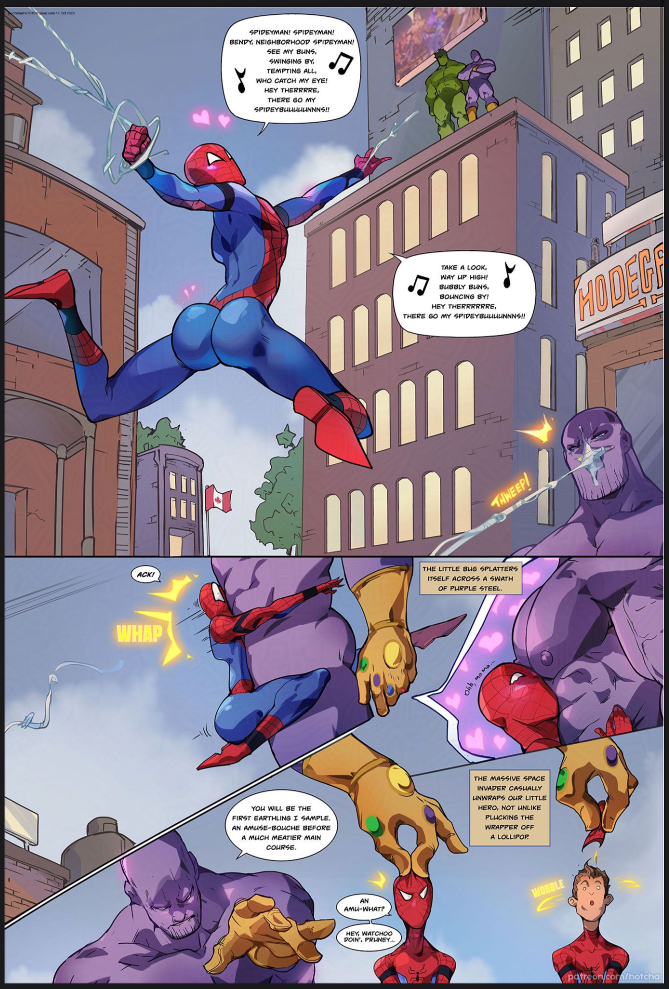 bara, barazoku, big dom small sub, daddy, fat ass, gay, hotcha, imminent rape, imminent sex, male, male only, marvel, marvel cinematic universe, monster, monster rape, muscles, peter parker, purple skin, spider-man, spider-man (series), thanos, twink
