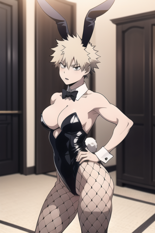 ai_generated bunnysuit darkcry female_bakugou genderswap_(mtf) my_hero_academia rule_63