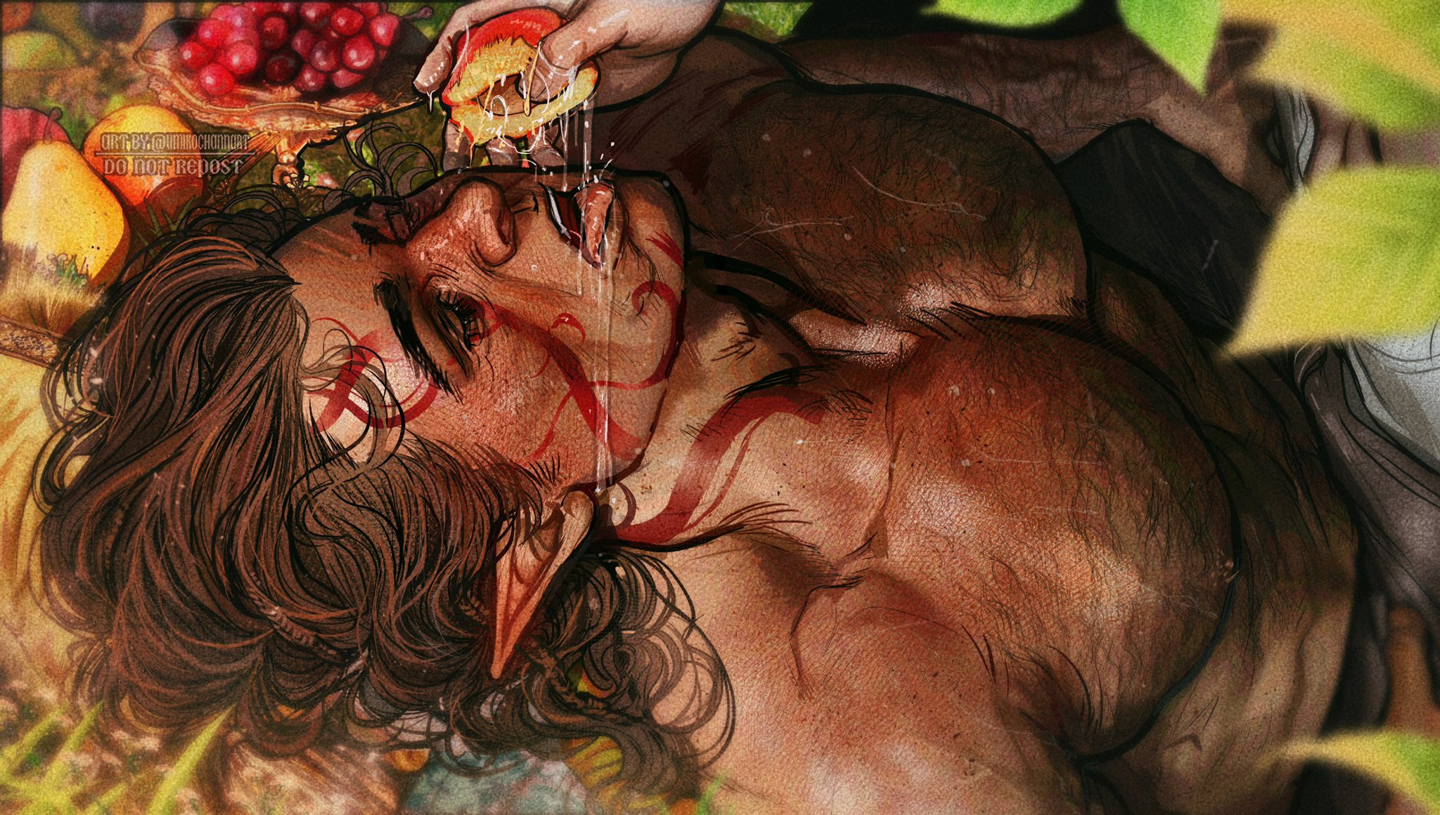 artistic nude, artistic nudity, baldur's gate, baldur's gate 3, bara, body hair, buff, dadbod, hair, hairy, hairy chest, hairy male, halsin, huge pecs, large pecs, large pectorals, male, male focus, male only, muscular, muscular arms, muscular chest, muscular male, no visible genitalia, nonsexual, nonsexual nudity, pecs, pecs focus, pinup, posing, sexually suggestive, solo, solo focus, solo male, strongfat, suggestive, tasteful, tasteful nudity, umikochannart, yaoi