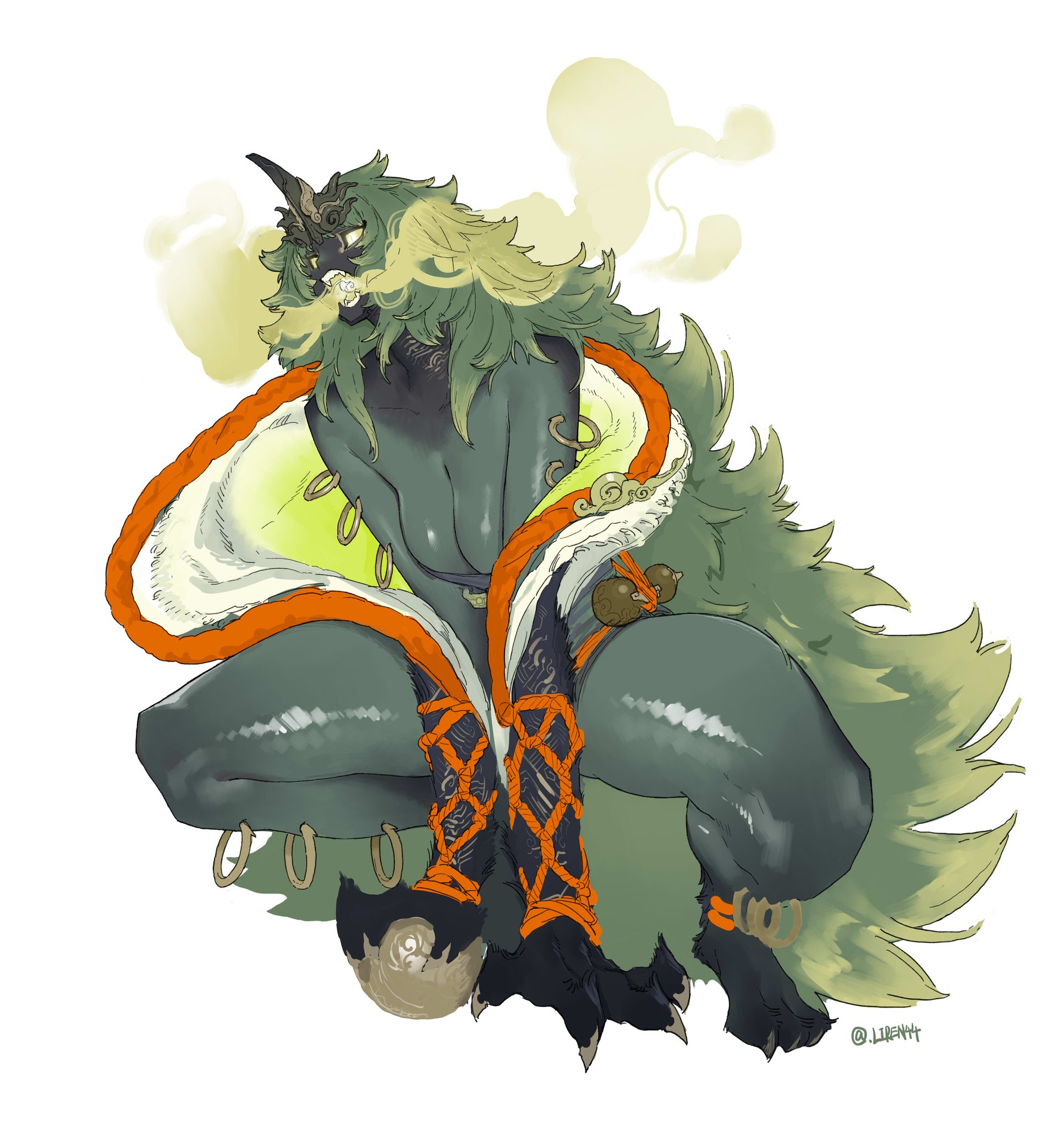female, green body, harvest (liren44), humanoid, liren44, monster girl, taller female