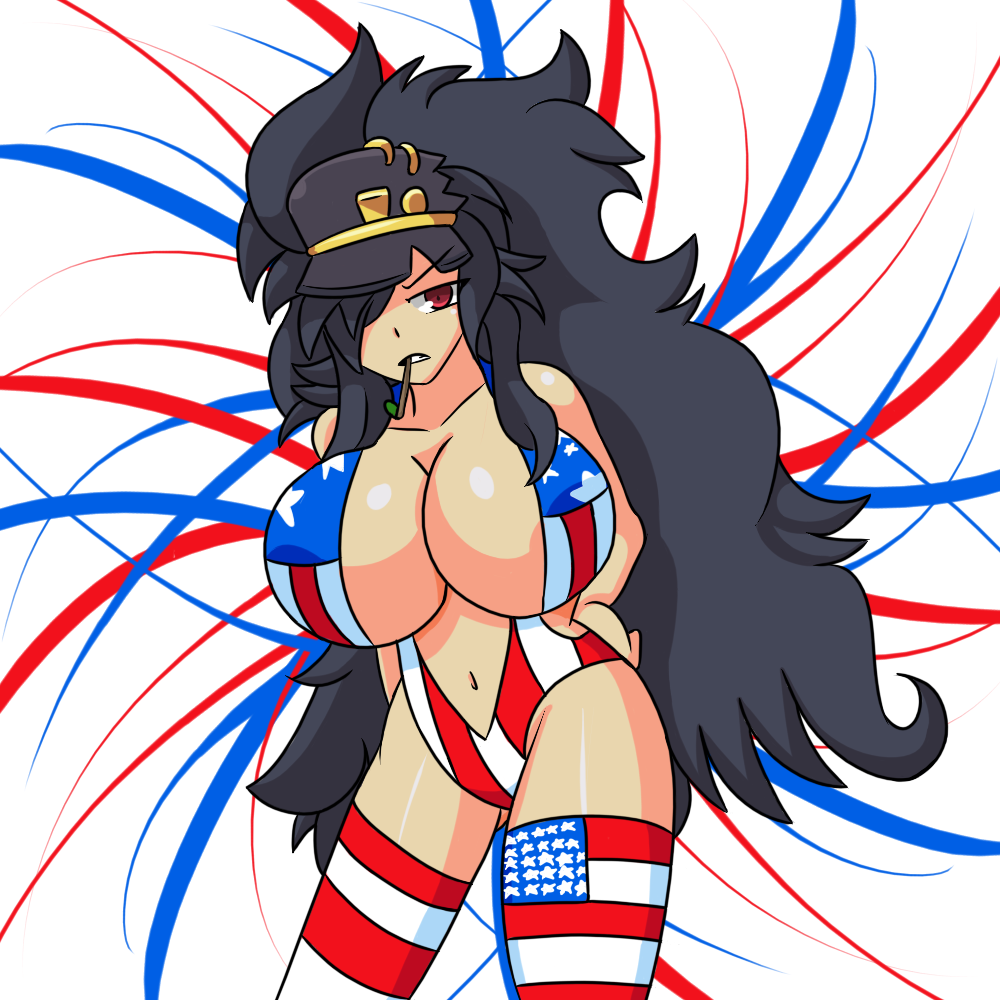 1girls 2018 4th_of_july american_flag american_flag_bikini black_hair daidouji_(senran_kagura) iggy-bomb large_breasts marvelous senran_kagura solo