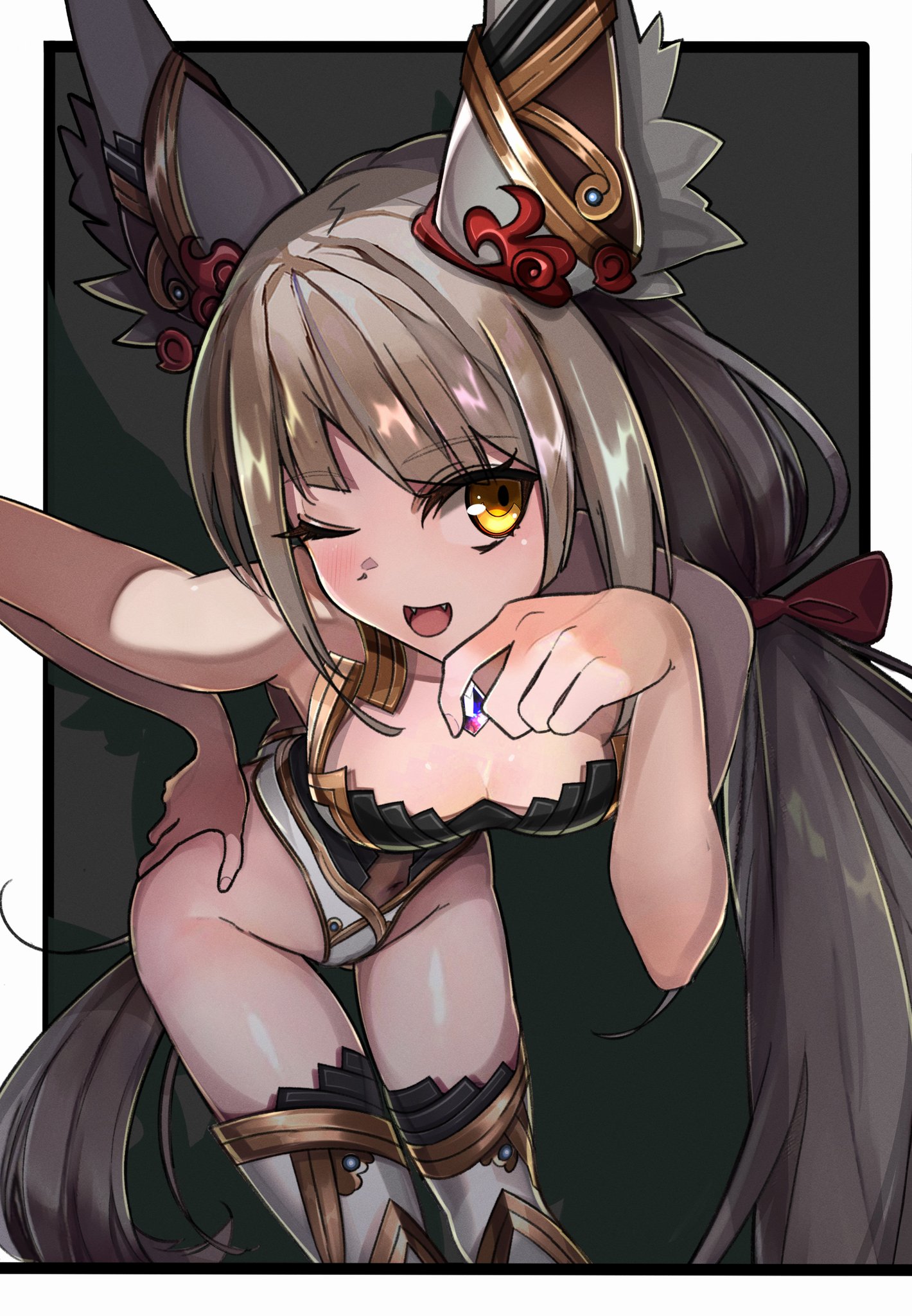 1girls, animal ears, artist request, breasts, chest jewel, cleavage, core crystal, detached sleeves, facial mark, female, highleg, highleg leotard, highres, leotard, long hair, low twintails, medium breasts, nakazou2000, nia, nia (blade), nia (xenoblade), nintendo, silver hair, solo, twintails, very long hair, xenoblade (series), xenoblade chronicles 2, yellow eyes