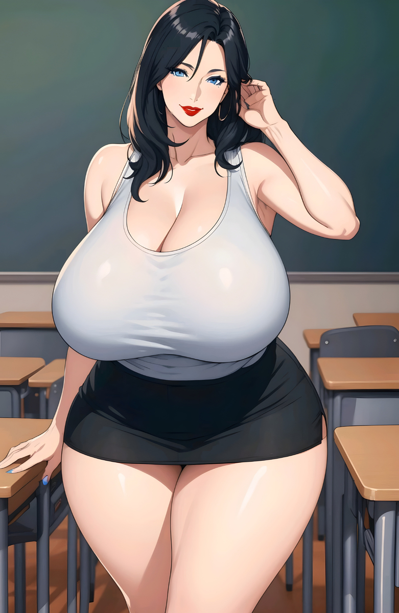 1girls, ai generated, ass, big ass, big breasts, black hair, blue eyes, bottom heavy, breasts, bust, busty, chest, classroom, curvaceous, curvy, curvy figure, cute, cute face, dark hair, digital media (artwork), enormous ass, enormous breasts, eyebrows, eyelashes, eyes, female, female focus, fit, fit female, gigantic breasts, hair, hips, hourglass figure, huge ass, huge breasts, hyper breasts, large ass, large breasts, legs, light skin, light-skinned female, lips, massive ass, massive breasts, mature, mature female, onlyaimommys, original, original character, rebecca danesi, red lips, red lipstick, slim waist, teacher, thick, thick hips, thick legs, thick thighs, thighs, top heavy, top heavy breasts, upper body, voluptuous, voluptuous female, waist, wide hips