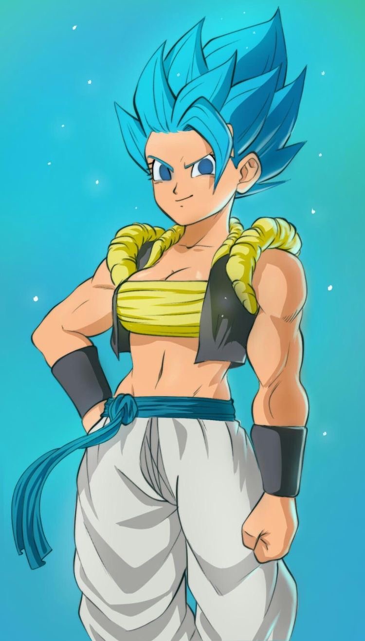 1girls blue_eyes blue_hair breasts clothed dragon_ball dragon_ball_super female female_gogeta female_only fusion genderswap_(mtf) gogeta medium_breasts metamoran_clothing rule_63 saiyan super_saiyan super_saiyan_blue