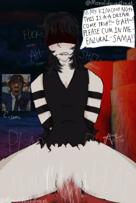 begging_for_cum begging_for_more begging_to_cum black_hair black_sclera blindfold blood caught crying crying_while_penetrated crying_with_eyes_open cuntboy cuntboy/male cuntboy_on_male cuntboy_penetrated cussing daishii gay intersex isamu_uchiumi meme_reference moan moaning moaning_in_pleasure motion_blur motion_lines plap plapping pussy pussy_juice red_body red_skin riding riding_penis ripped_clothing roblox roblox_game scar senzai_(the_mimic) senzai_uchiumi shocked shocked_expression swearing tears_of_pain tears_of_pleasure text_box the_mimic the_worshipper tied_arms vaginal_penetration