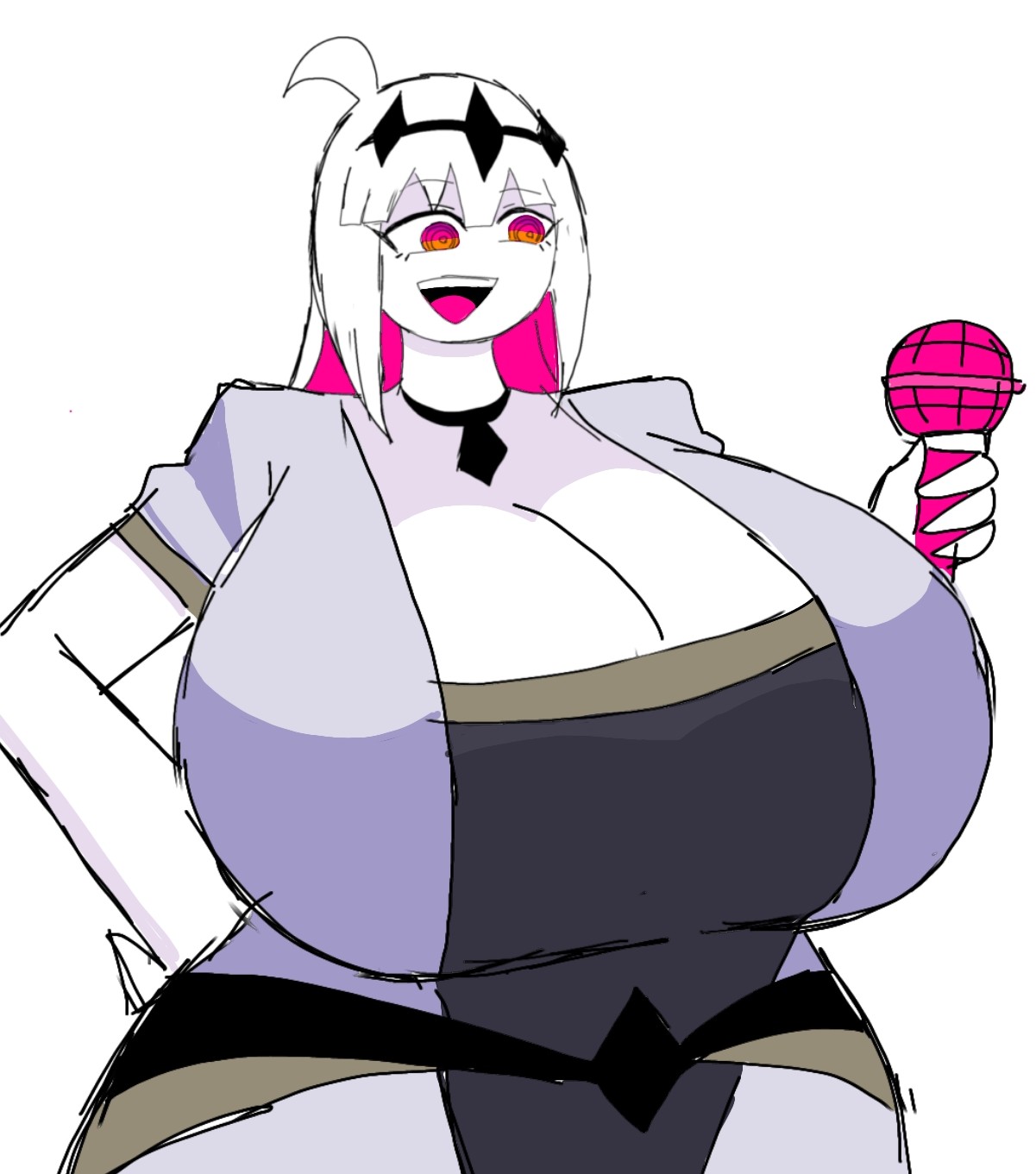 ass, big ass, boob window, breasts, breasts bigger than head, clothed, female, female only, fnf entity, friday night funkin, friday night funkin mod, huge breasts, momiji (artist), nikusa (sugarratio)
