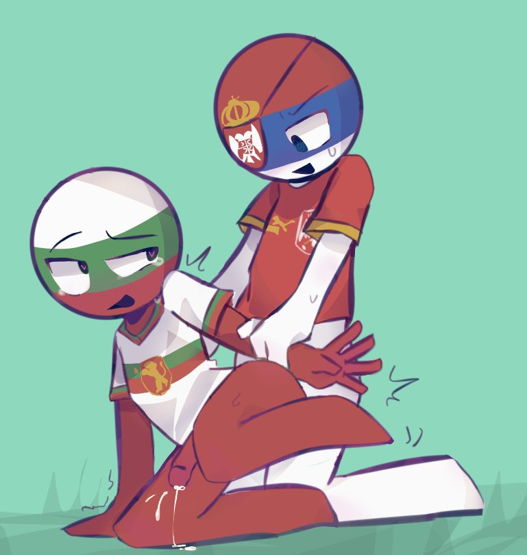 black_eyes blue_eyes blue_skin bulgaria_(countyhumans) countryhumans cum cumming cumming_from_anal_sex cumming_while_penetrated ejaculating_cum ejaculating_while_penetrated ejaculation ejaculation_while_penetrated ejaculation_while_pentrated eyepatch football football_player football_uniform gay gay_sex green_skin heart-shaped_pupils male male/male male_only male_penetrated male_penetrating open_mouth rape red_skin serbia_(countryhumans) shaking sweat sweating trembling white_skin yaoi yuyuzikeai