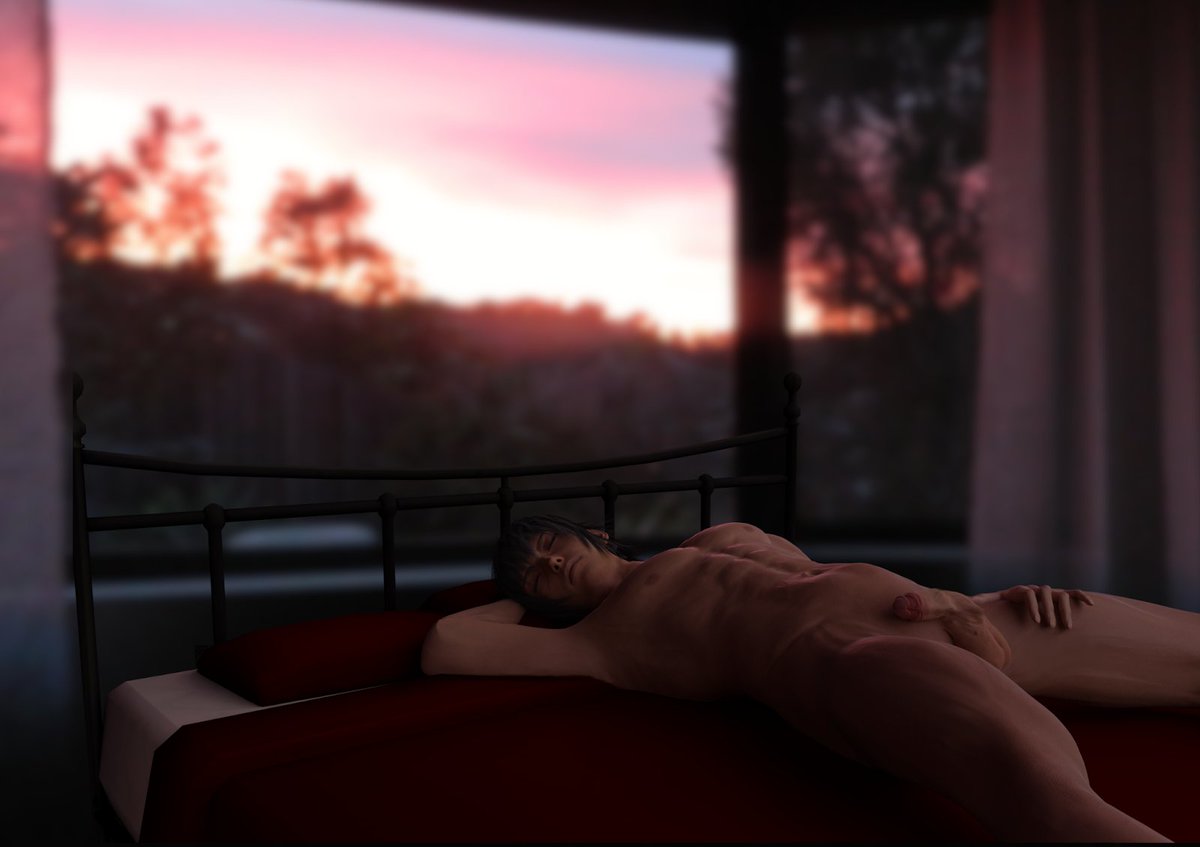 1boy bed black_hair eyes_closed final_fantasy final_fantasy_xv flaccid gianluke18 lying male male_focus male_only nipples noctis_lucis_caelum nude penis sleeping solo source_filmmaker window