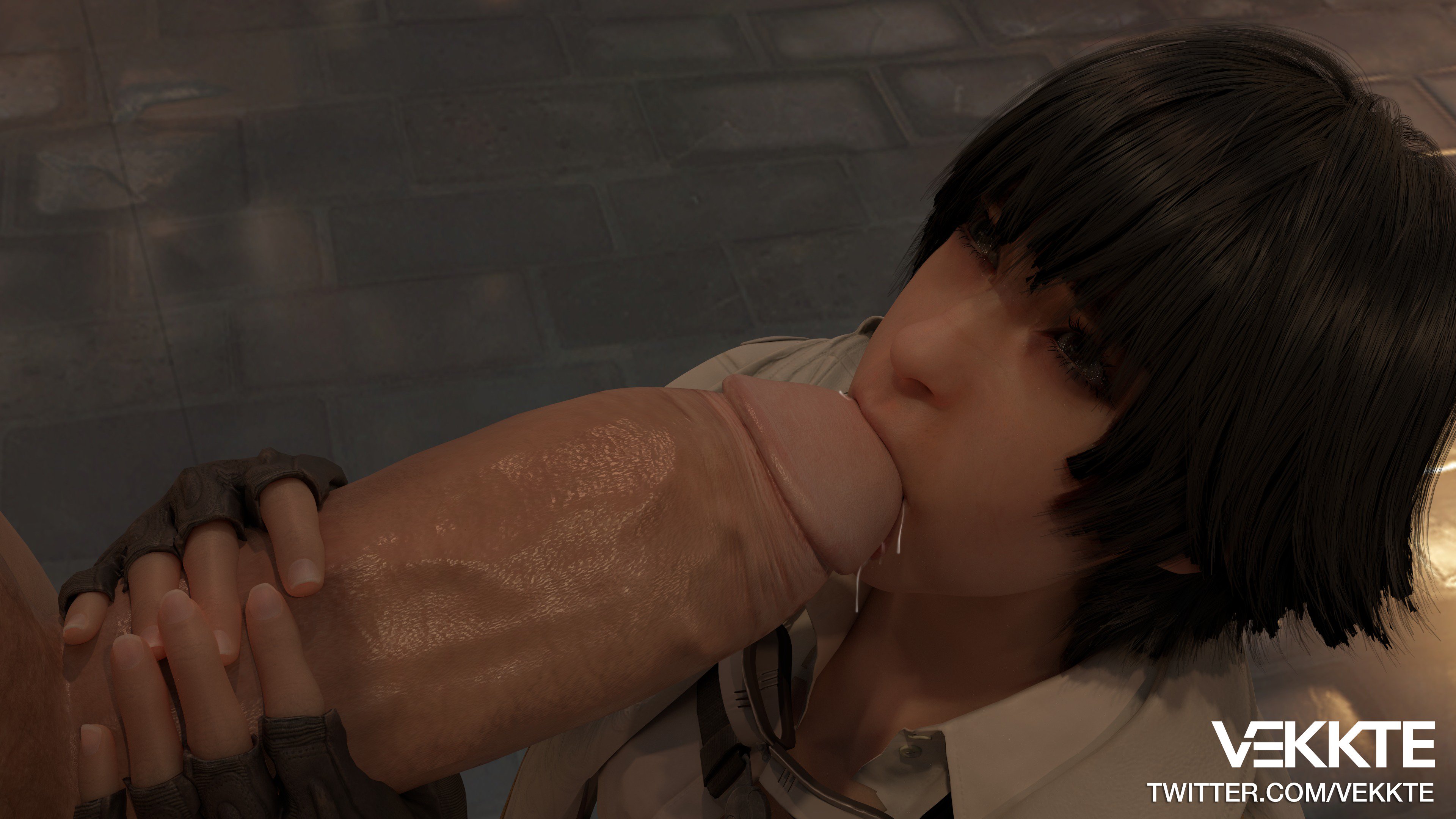 1boy, 1girls, 3d, blender, cfnm, clothed female nude male, devil may cry, devil may cry (series), devil may cry 5, erection, fellatio, female, huge cock, lady (devil may cry), male, oral, penis, straight, vekkte