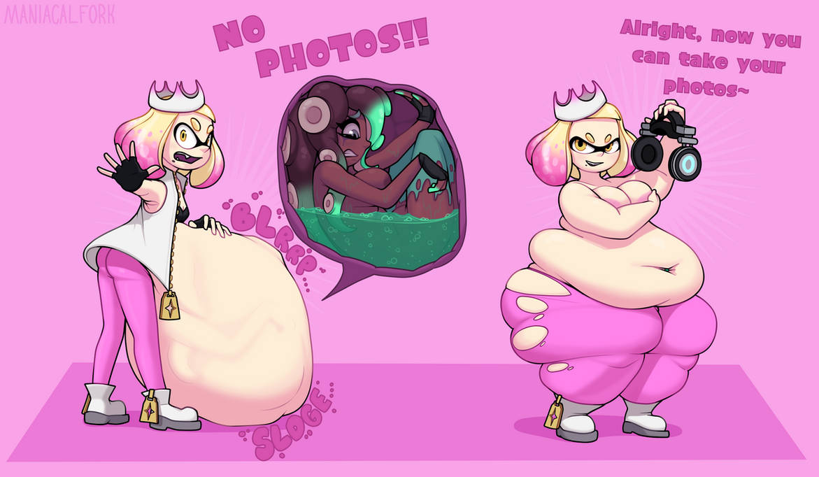 ass expansion, breast expansion, digested, digested prey, digestion, digestion noises, female prey, huge belly, inkling, inkling girl, maniacalfork, marina (splatoon), octoling, octoling girl, off the hook (splatoon), pearl (splatoon), same size vore, sequence, soft vore, splatoon, splatoon (series), splatoon 2, struggling, struggling prey, unwilling, unwilling prey, unwilling vore, vore, vore belly, weight gain