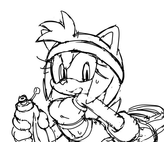 amy_rose anthro black_and_white breasts coolblue female female_only furry hedgehog open_mouth sega sonic_(series) sweat sweatband workout_clothes